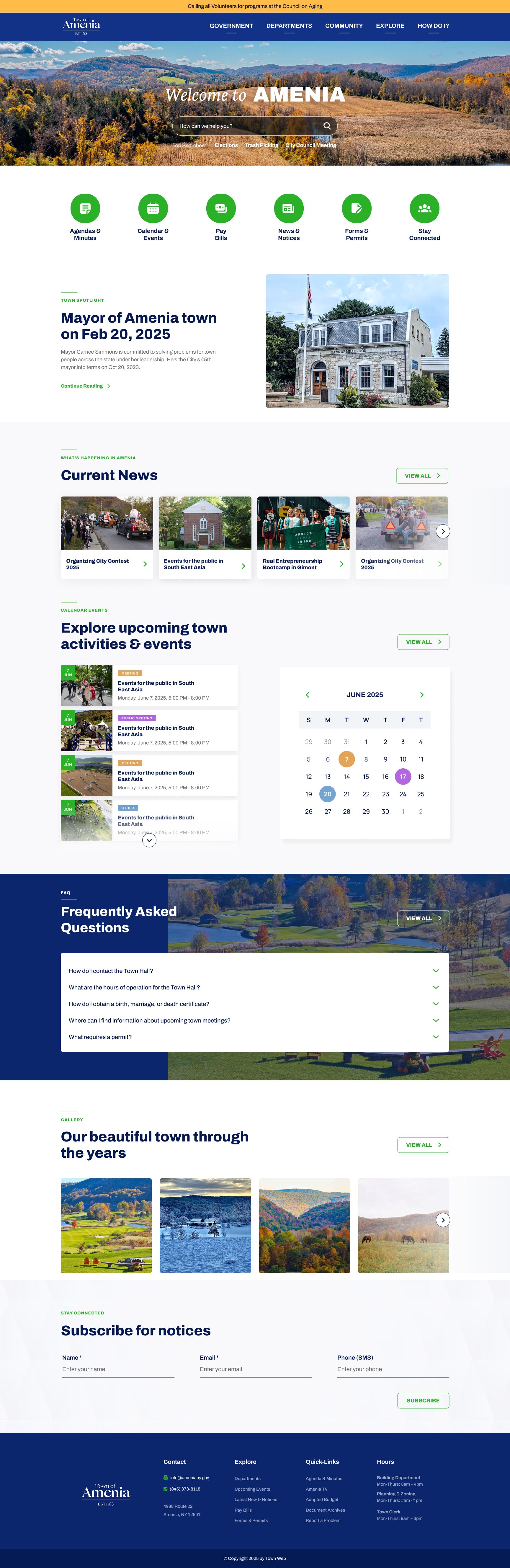 Town of Amenia, New York full desktop design